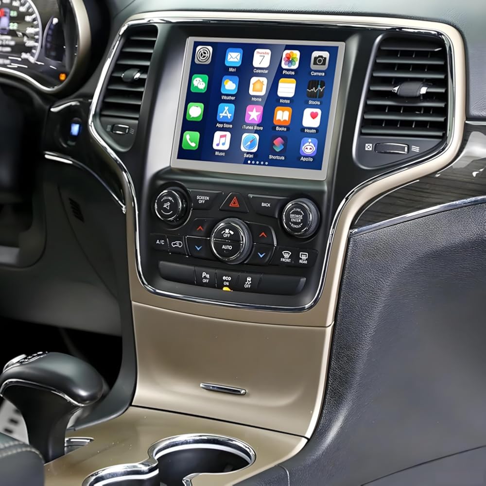 2+32G 8in Car Stereo for Grand Cherokee/Ram/Wrangler 2015-2021 w/GPS Navigation with Carplay w/Android Auto Double Din Touchscreen Car Radio Receiver Backup Camera