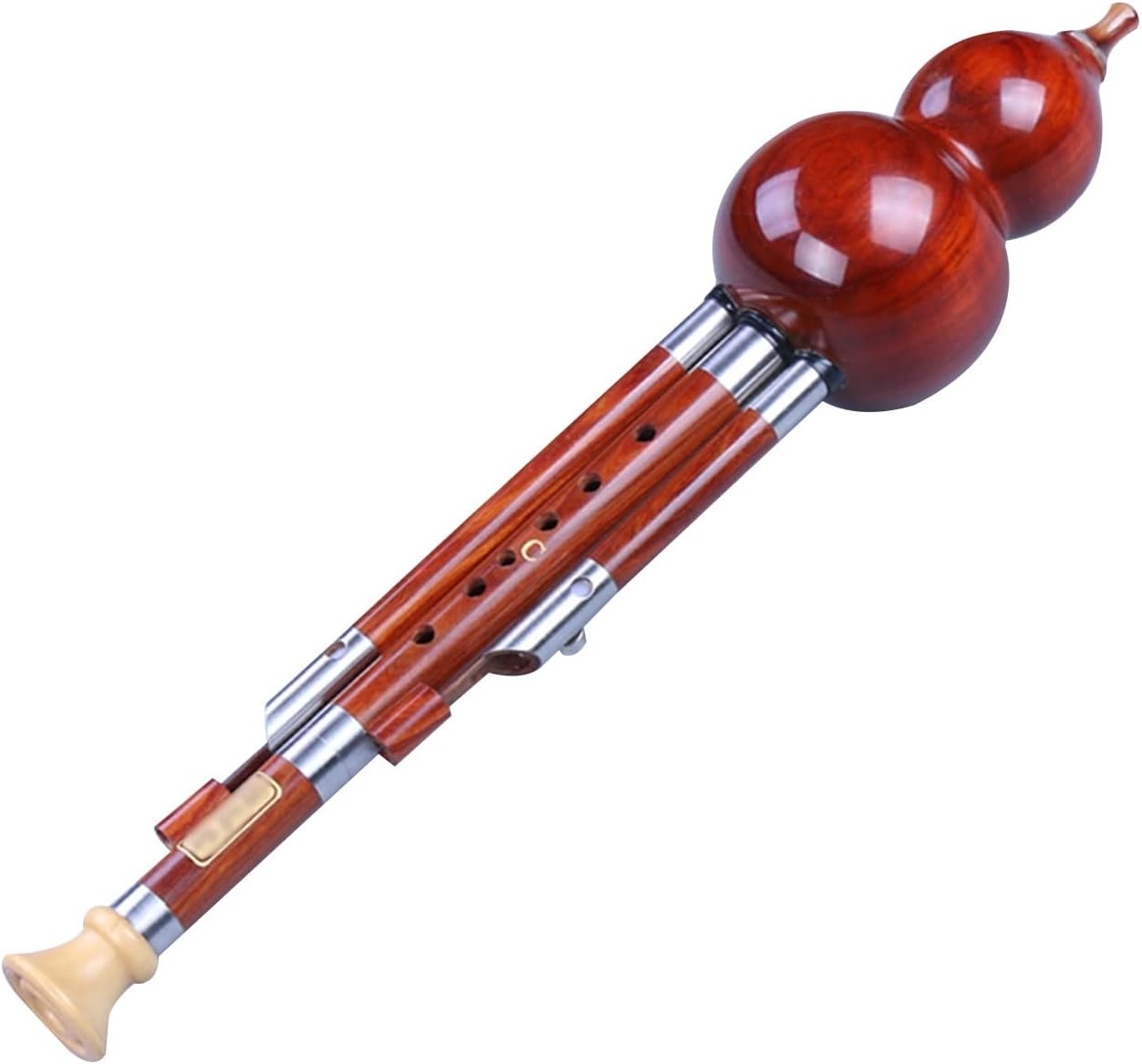Woodwind Hulusi Piccolo Learn to Play The Cucurbit Flute Gourd Flute in C Flat B Ethnic Flute and Wind Instrument Stable Sound Quality (Color : Brown, Size : D-Key)
