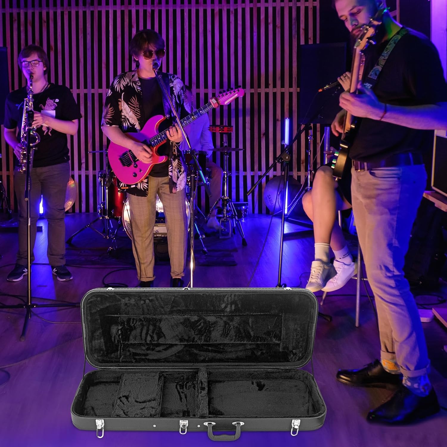 LETSROCK Electric Guitar Hard Shell Case, 39-Inch Standard Electric Guitar Hardshell Carrying Case for KST/KTL/170 Model with Lock Latch Padding (Black)
