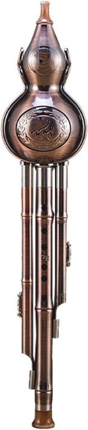 FLFL Hulusi Bronze-Plated Bronze Cucurbit Silk B-Flat C Key Playing Beginner Musical Instrument with Box