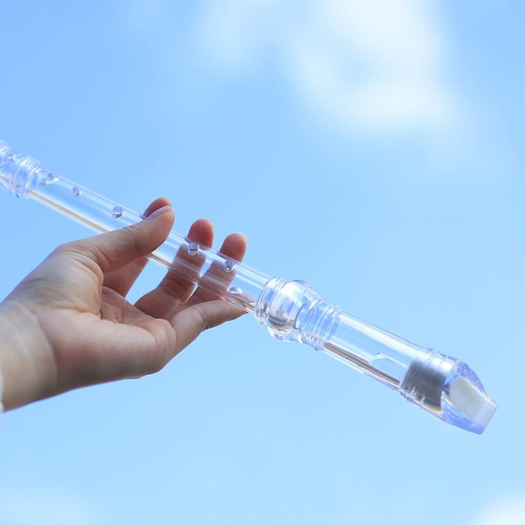 8 Hole G Key Plastic Musical Instrument Recorder Long Flute Beginner Flute Woodwind Instruments with Cleaning Stick(D)