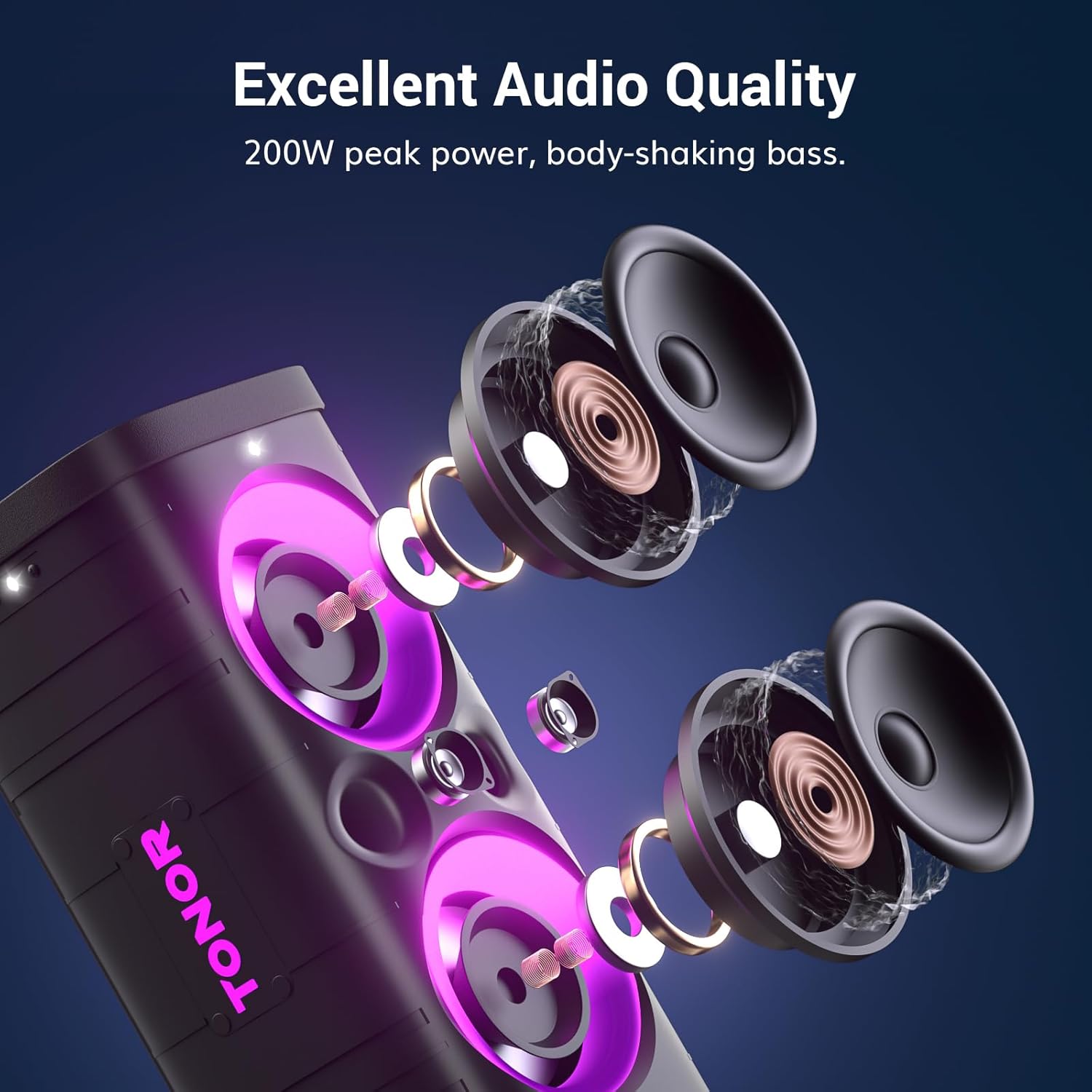 Bluetooth Karaoke Machine for Adults with 2 UHF Wireless Microphones Mic, TONOR Portable PA Speaker System with Party LED Lights, Supports USB/TypeC/TF, Ideal for Home Karaoke Party Outdoor Events K60