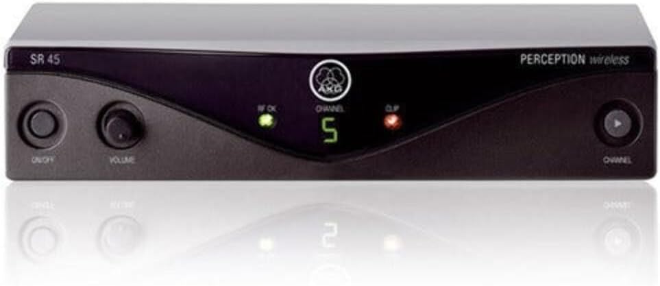 AKG Pro Audio Perception Wireless Microphone System with SR45 Stationary Receiver, PT45 Pocket Transmitter, and C544L Headworn Microphone- Sports Set (3248X00010)
