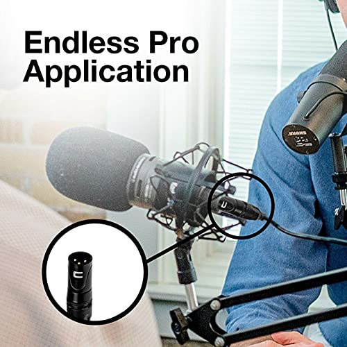 Balanced XLR Cable Male to Right Angle - 100 Feet Green - Pro 3-Pin Microphone Connector for Powered Speakers, Audio Interface or Mixer for Live Performance & Recording