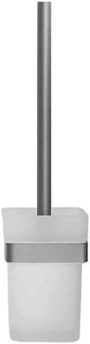 Space Saving Wall Mounted Square Frosted Glass Toilet Brus Kit with Stainless Steel Long Handle Deep Cleaning