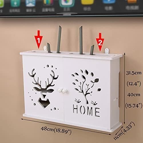 Router Storage Box,Wall Mount WiFi Router Stand Floating Wall Mounted Shelf 2 Tiers Set-top Box Supports Home and Office WiFi Router Adjustable Cable Box Stands (Color : White, Size : 48 * 1