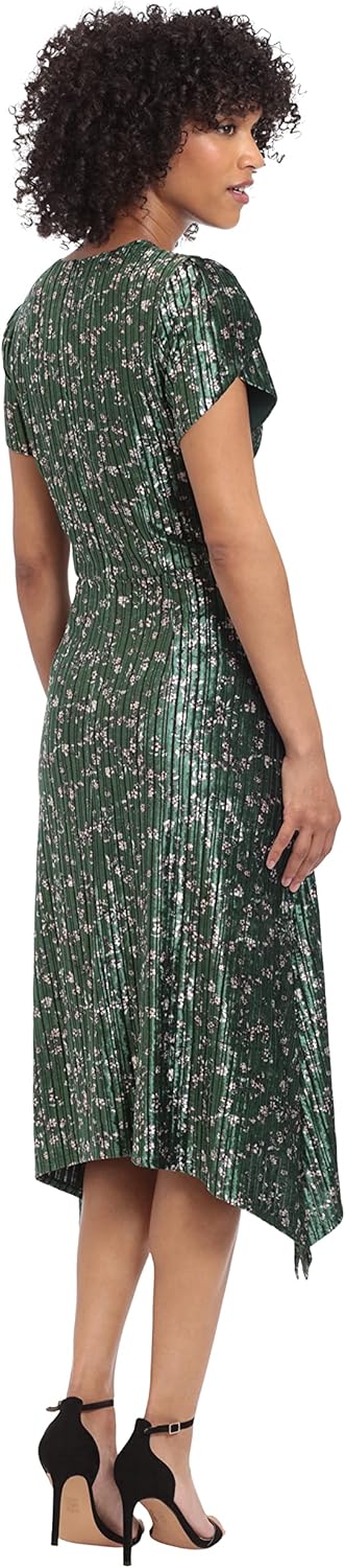 Maggy London Womens Tulip Sleeve Shark Bite Hem Midi Dress