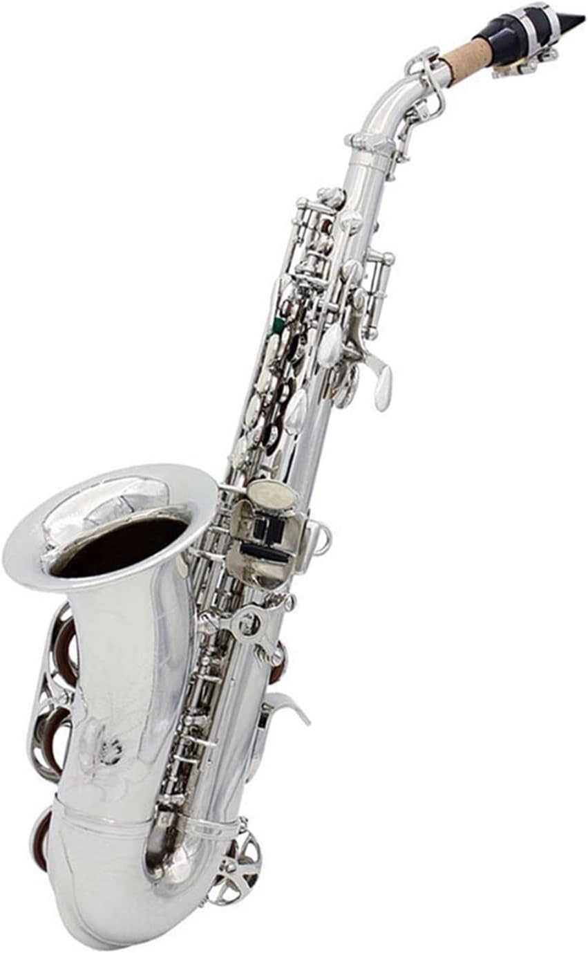 Saxophone Brass Body Lacquered Silver Bb B Flat Sax Woodwind Musical Instrument with Case