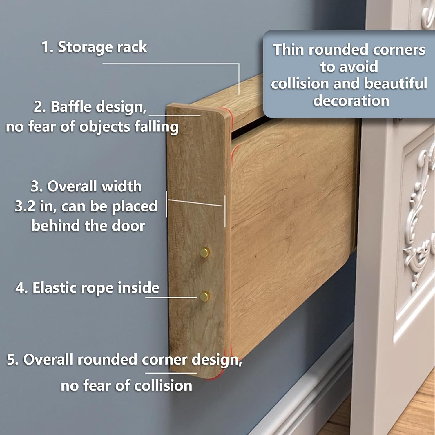 Wall Mount Table Foldable Desks for Small Spaces Wall-Mounted Foldable Rounded Corner Design Hardware Accessories for Bedroom Living Room Study E 21.1 * 3.1 * 24.4in