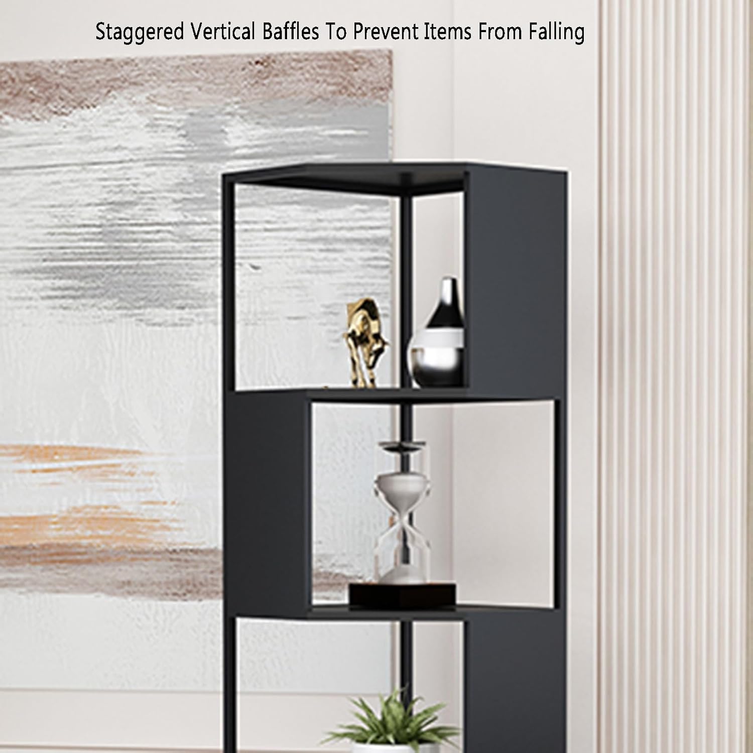 3/4 Layer Corner Bookcase, Industrial Bookshelf,Storage Display Rack, Multi-Layer Storage Rack,for Small Space,Living Room, Office (1PC)(Gold,4tier) (Black 3tier)