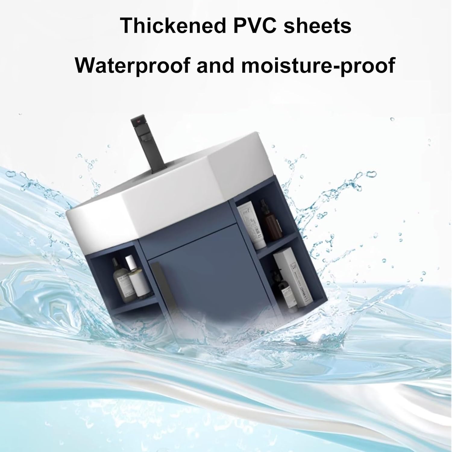 Bathroom Sink Vanity with Cabinet, Corner Wall Mount Sink with Hot and Cold Water Faucet, Heavy-Duty Ceramic Floating Sink, Modern Wall Mount Vessel Sink(Beige,40cm/16in)