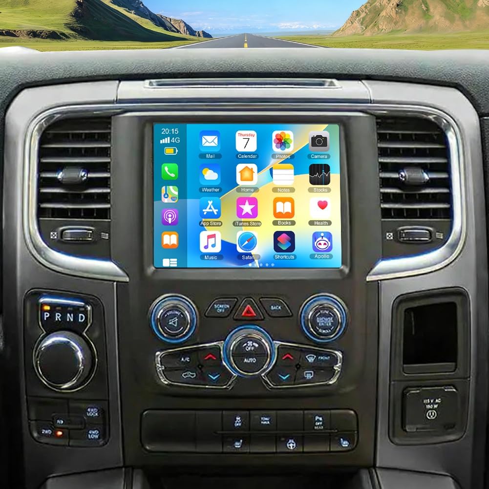 Android 14 Car Stereo for Dodge RAM 1500/2500/3500 2013-2018,8.4 Inch Double Din Car Radio with Carplay & Android Auto, in-Dash Navigation Radio with BT Mirror Link WiFi FM Radio & Backup Camera-2+32G