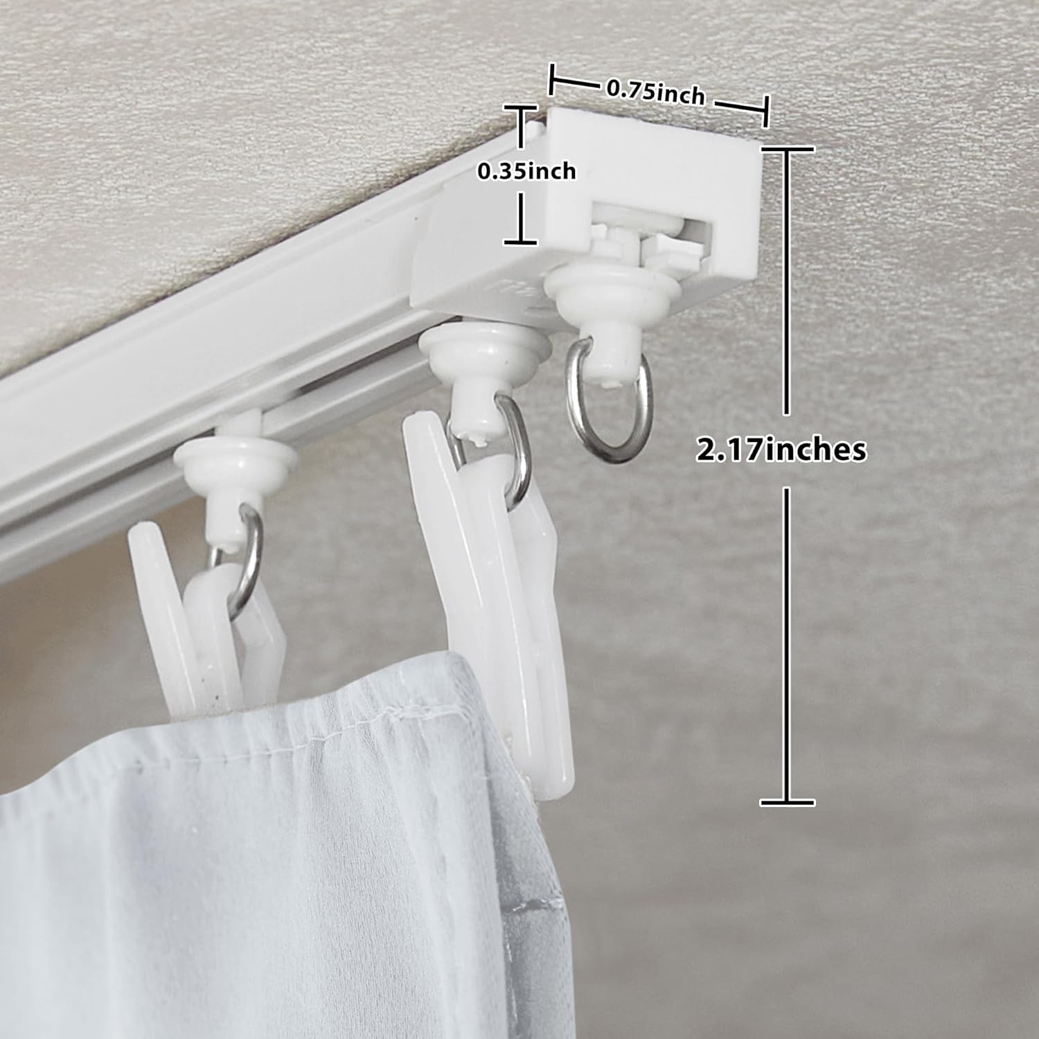 RYB HOME Ceiling Mount Blackout Curtains with Sliding Track Set, Partition Floor Curtains for Large Bay Windows/Bedroom/Living Room/Basement/Patio, W 100 x L 90, Greyish White, 1 Panel