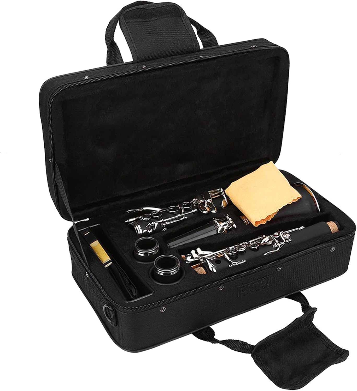Bb Clarine Woodwind, B Tone 17 Key Bakelite Clarinet with Reeds Cleaning Cloth for Classical Jazz Marching