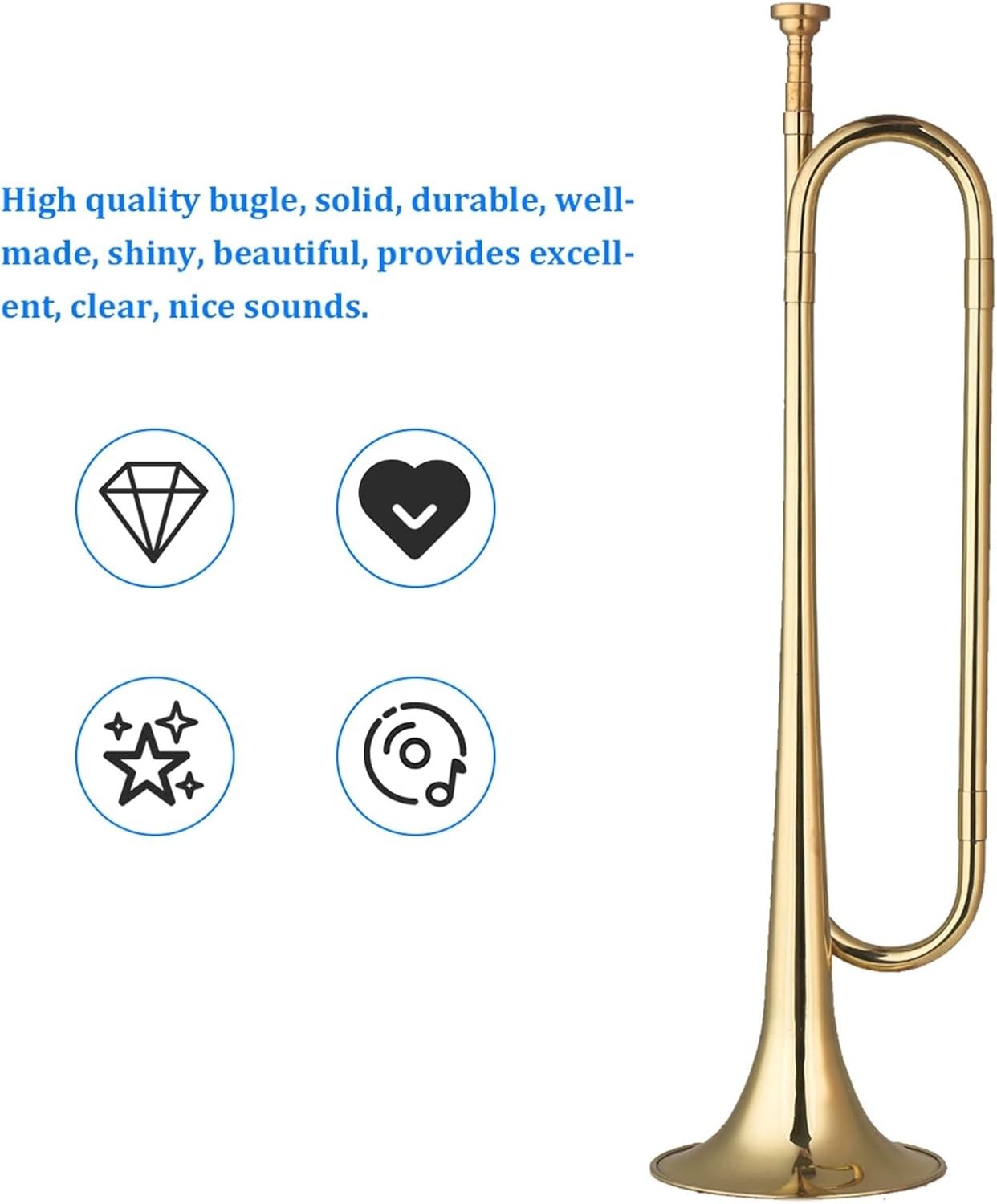 KESHUO Brass C Bugle Call Trumpet Cavalry Horn with Mouthpiece Musical Instrument for Beginners School Band Military Orchestra Trumpets
