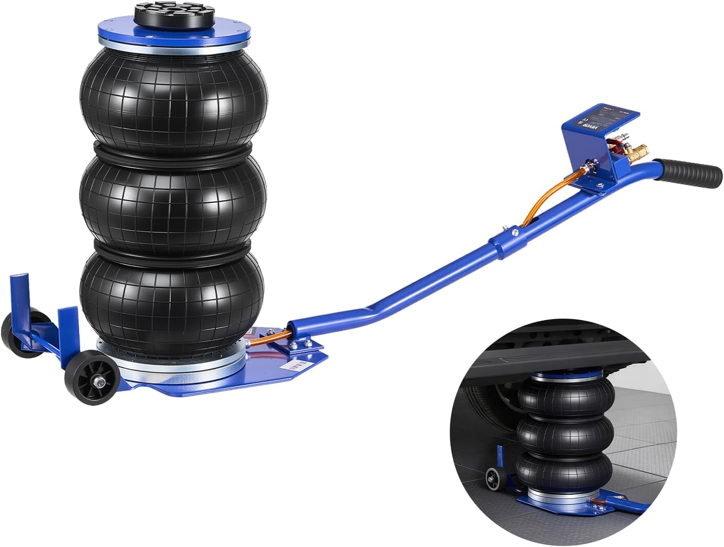 VEVOR Air Jack, 3 Ton/6613 lbs Triple Bag Air Jack, Airbag with Six Steel Pipes, Lift Up to 17.7 inch/450 mm, 1-6 s Fast Lifting Pneumatic with Long Handle & Rubber Pad for Cars, SUVs, Pickup Trucks