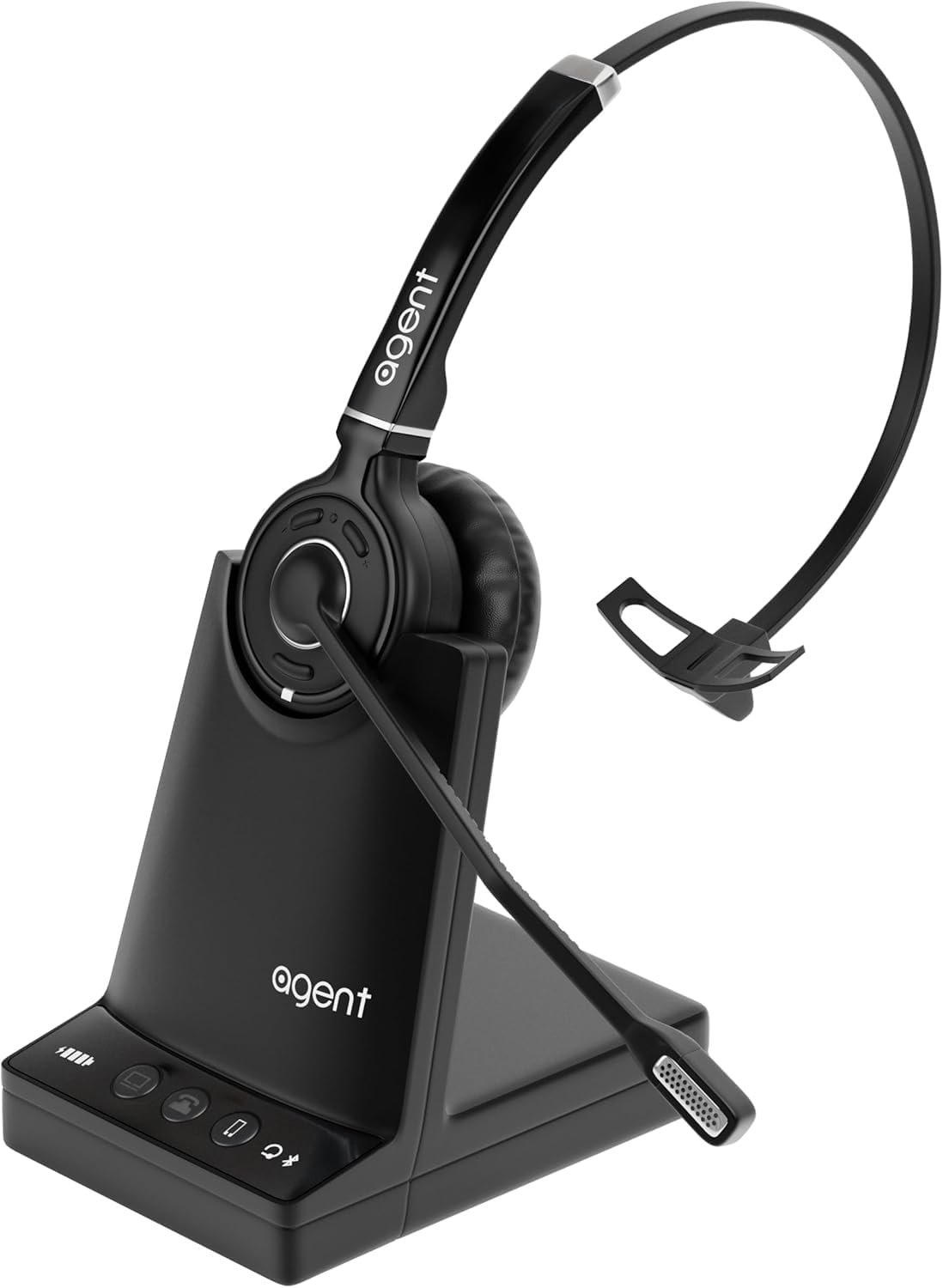 TruVoice Agent AW70 Wireless DECT Headset with Noise Canceling Microphone and Remote Answer Cable Compatible with Most Mitel Desk Phones - 3-in-1 Connection for Phone, PC and Cell.