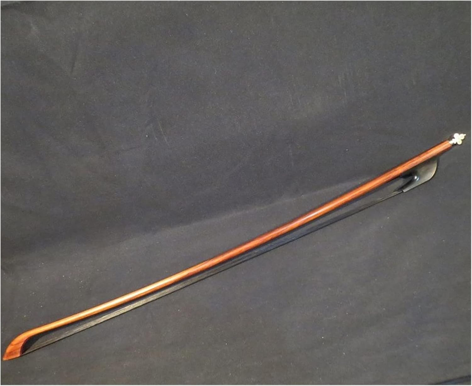 TSTS Black Horsehair Letterwood 3/4 Bass Bow Brass Screws Full Size Violin Bow