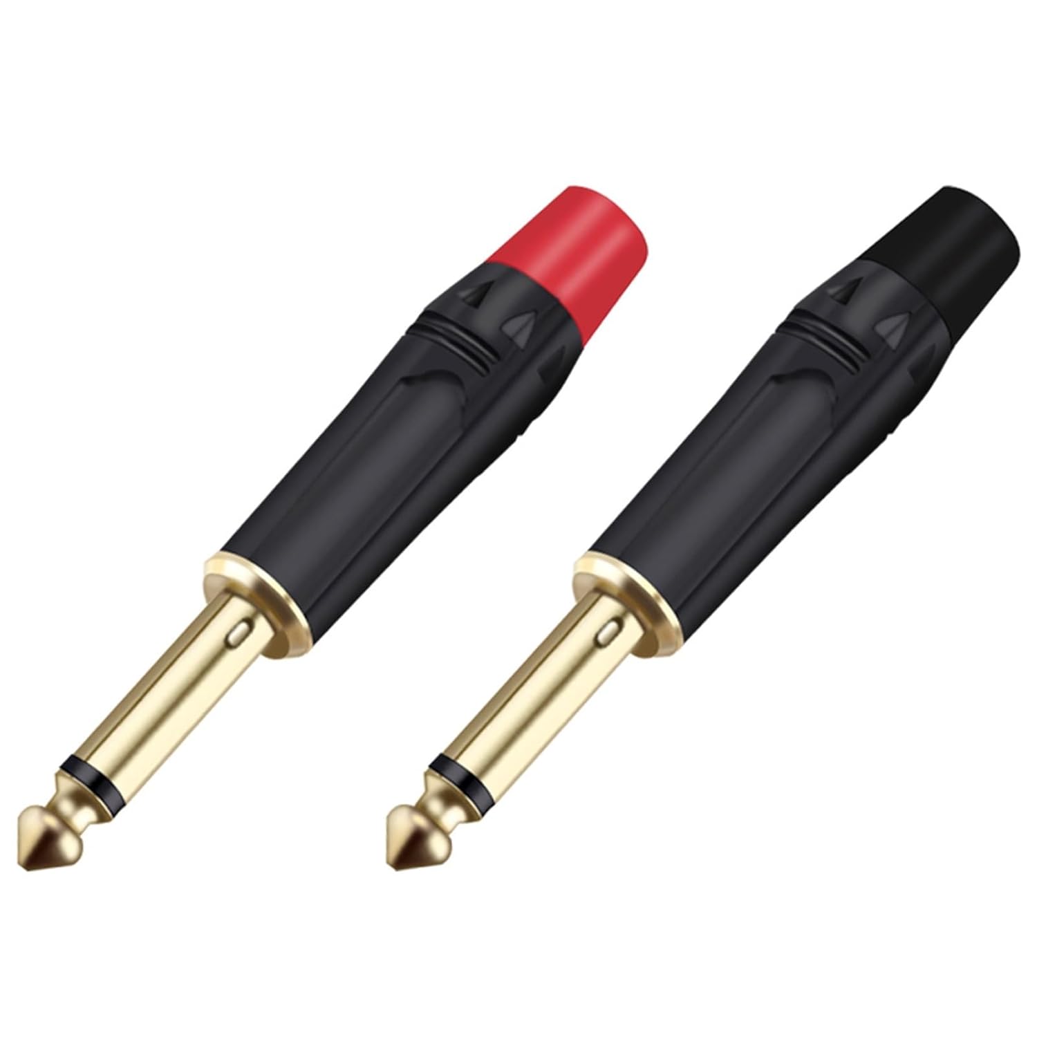 10PCS 6.35MM Mute Plug 2 Poles Mono 6.35MM Wire Connector 1/4 Inch Male Plug Microphone Connector (Color : 5xBlack 5xRed)