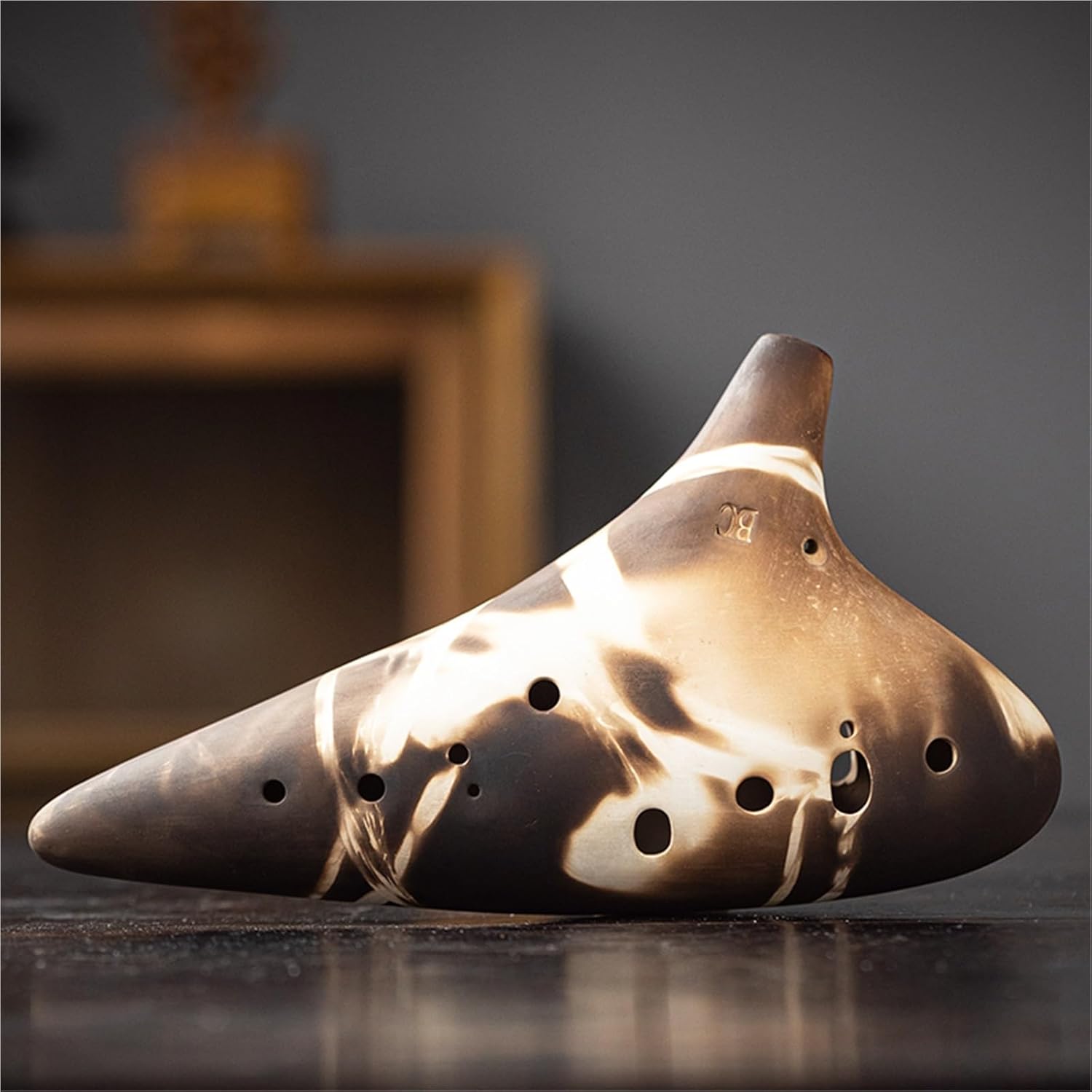 Ocarina 12-hole Bass C Professional Performance-level Smoked Ceramic Ocarina