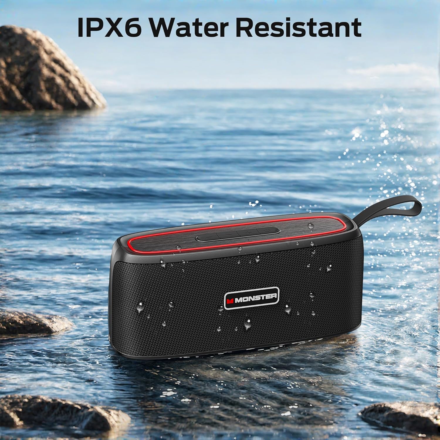 Monster Shock Portable Bluetooth Speaker, True Wireless Speaker, 30W Loud Stereo Sound, IPX6 Waterproof,17 Hours Playback, Bluetooth 5.4 TWS Pairing,Outdoor Speakers with Handle