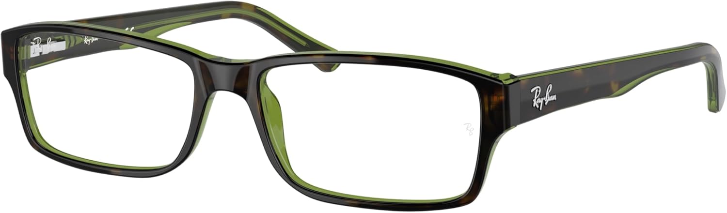 Ray-Ban 5169 Eyeglasses Bundle: 5169 5169 2383 Havana On Green Transparent 54mm and Eyewear Cleaning Kit