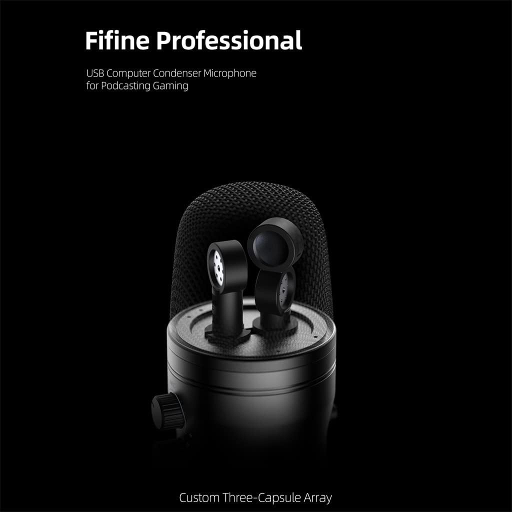 USB Recording Microphone, Computer Podcasting Microphone, Suitable for Four Voice Pickup Modes, Vocal and Game Microphones (Black 66.5 * 230mm)