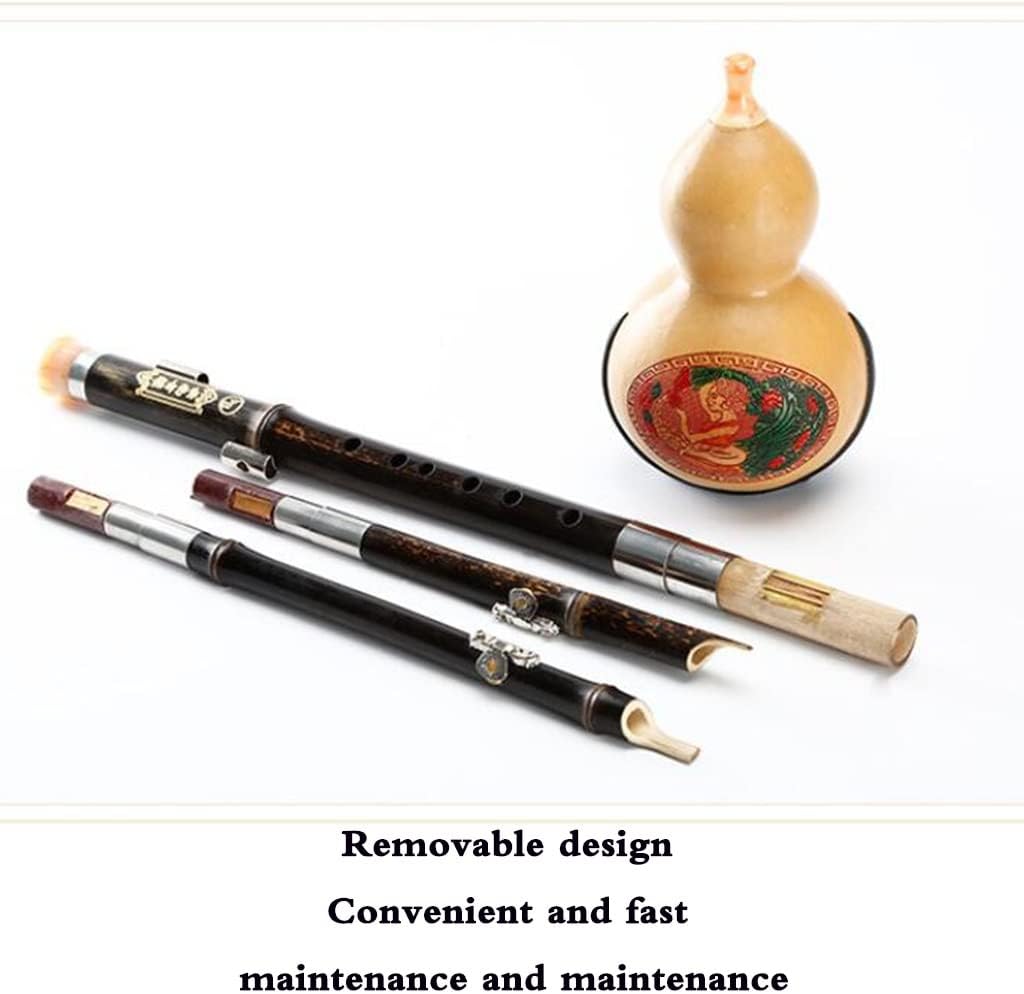 Flutes Musical Instruments Children's Beginner Adult Introduction Gourd Instrument Wood Pipes Chinese Traditional Instrument with Chinese Knot Case (Color : Brown, Size : Small D-Key)