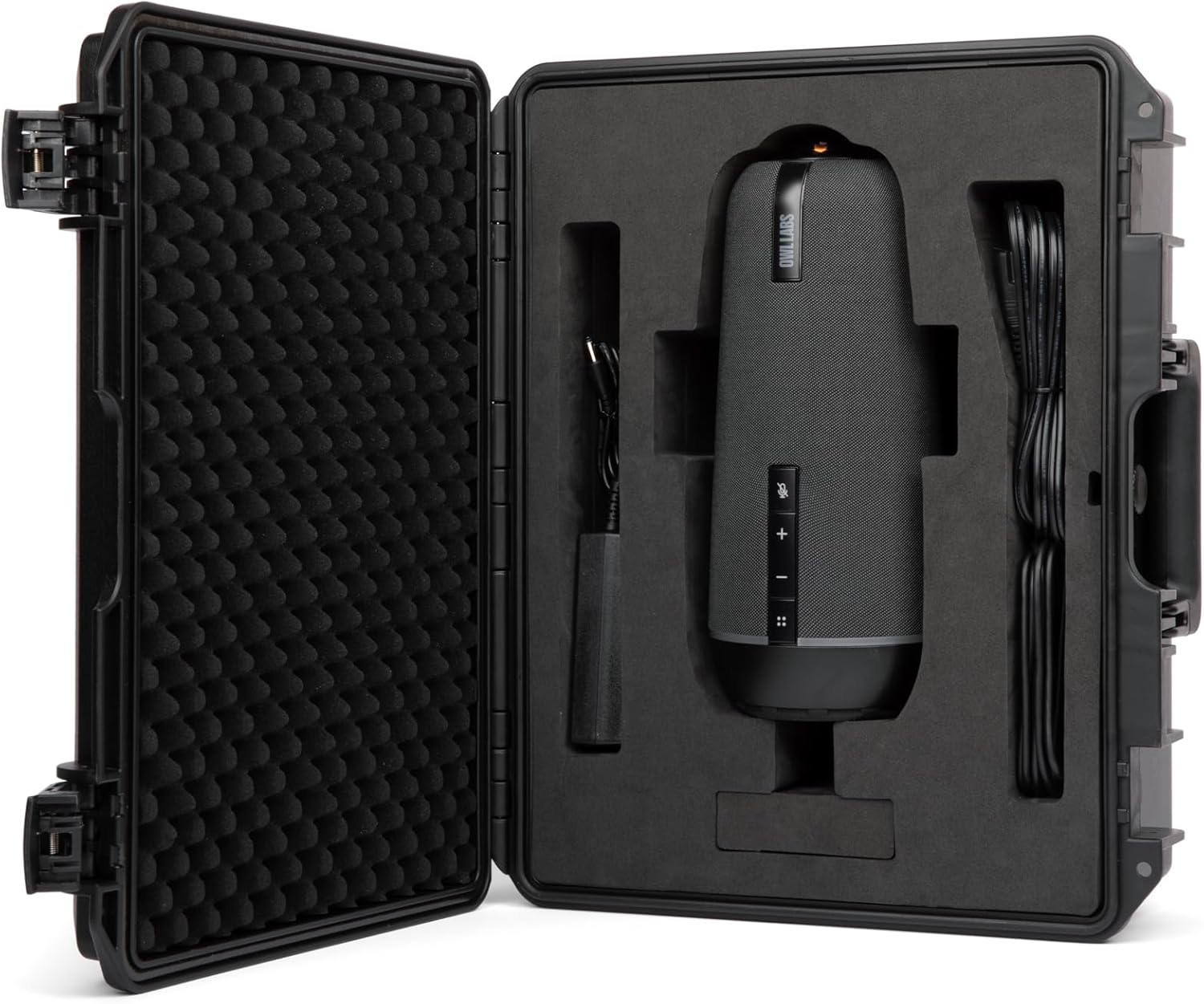OWL Official Meeting Owl Hard-Sided Carrying Case - Fits All Versions, USB & Power Cables, Expansion Mic, Power Supply