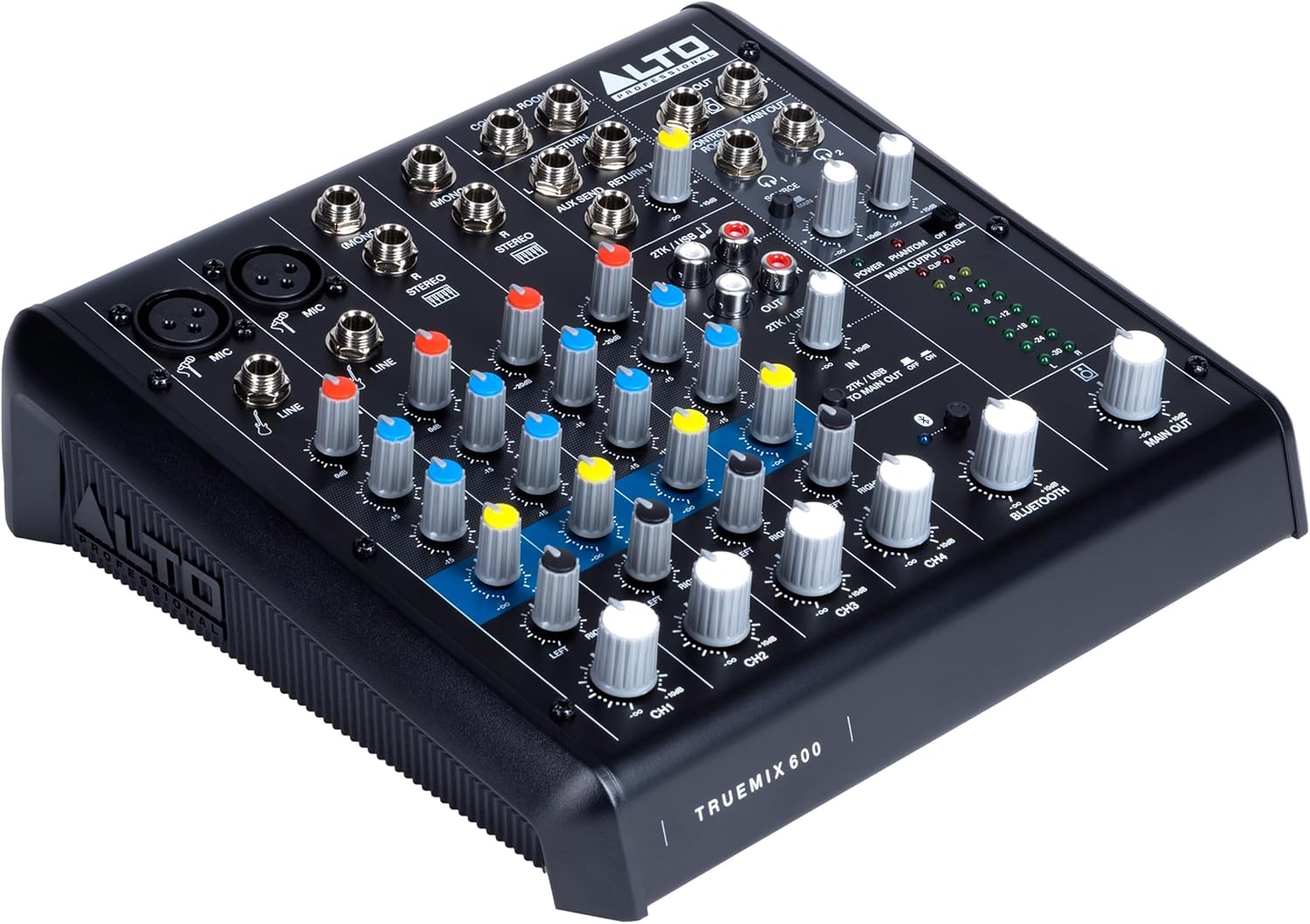 ALTO TrueMix 600 Audio Mixer with 2 XLR Mic Ins, USB Audio Interface and Bluetooth for Podcasting, Live Performance, Recording, DJ, Mac and PC