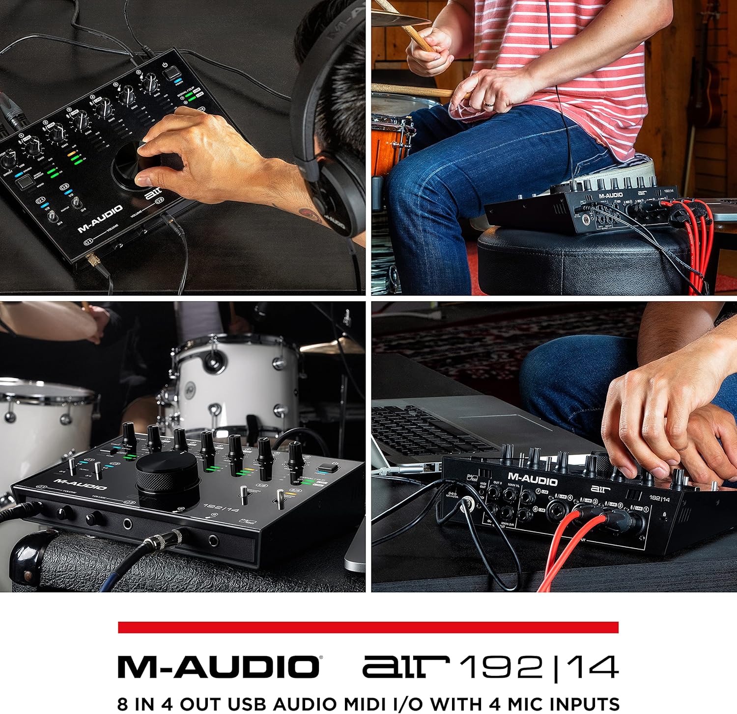 M-Audio AIR 192x14 - USB Audio Interface for Studio Recording with 8 In and 4 Out, MIDI Connectivity, and Software from MPC Beats and Ableton Live Lite (Pack of 2)