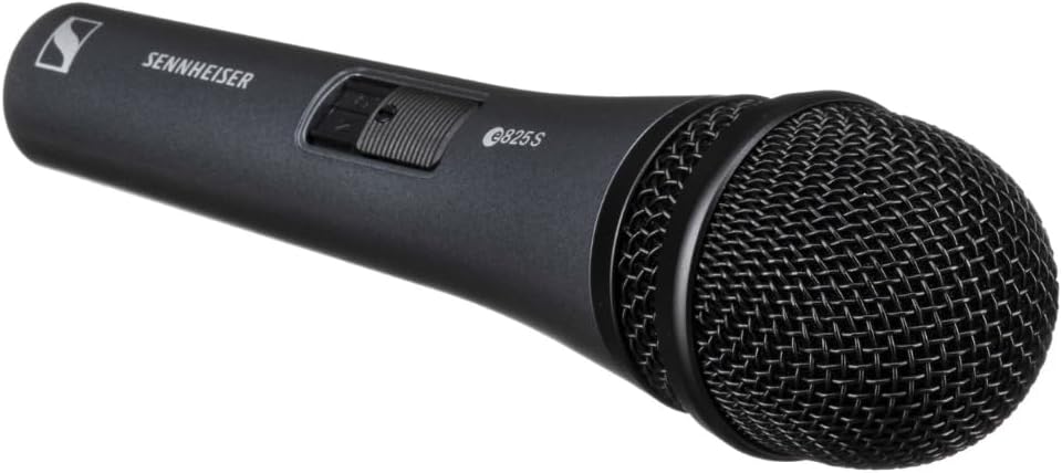 Sennheiser E825-S Cardioid Dynamic Vocal Microphone Bundle w/Pig Hog PHM10 8mm Mic Cable Polishing Cloth