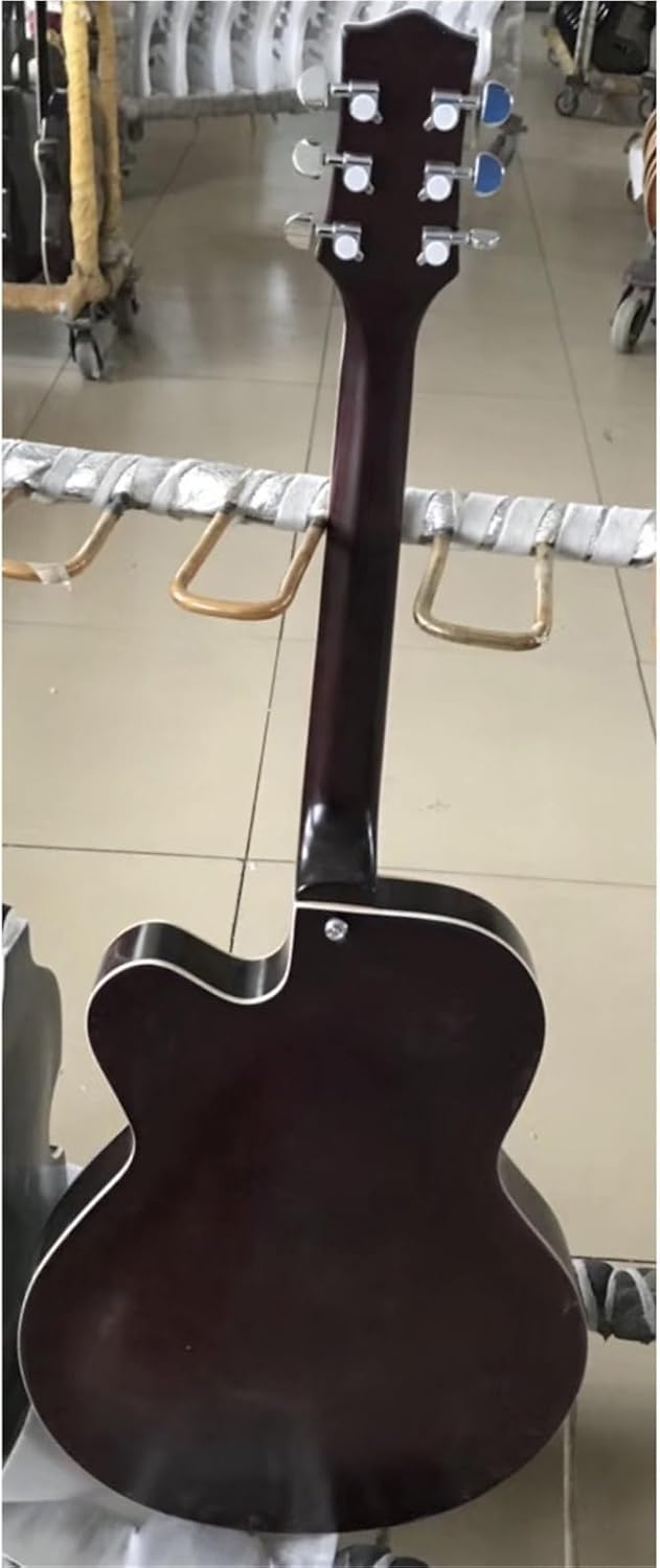 Beginner Electric Guitar Kits Brown Single Cut Rounded Corner Fully Hollow Suspended Single Pickup Jazz Guitar