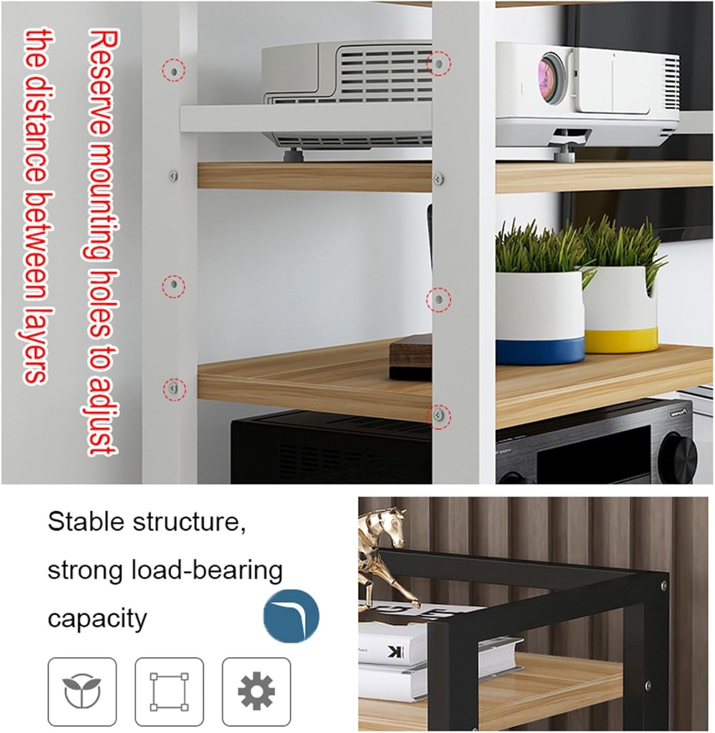 Movable Media Stand 6-Tier Movable Audio/Video Media Stand Media Center Stereo Component Storage Cabinet (Color : C)