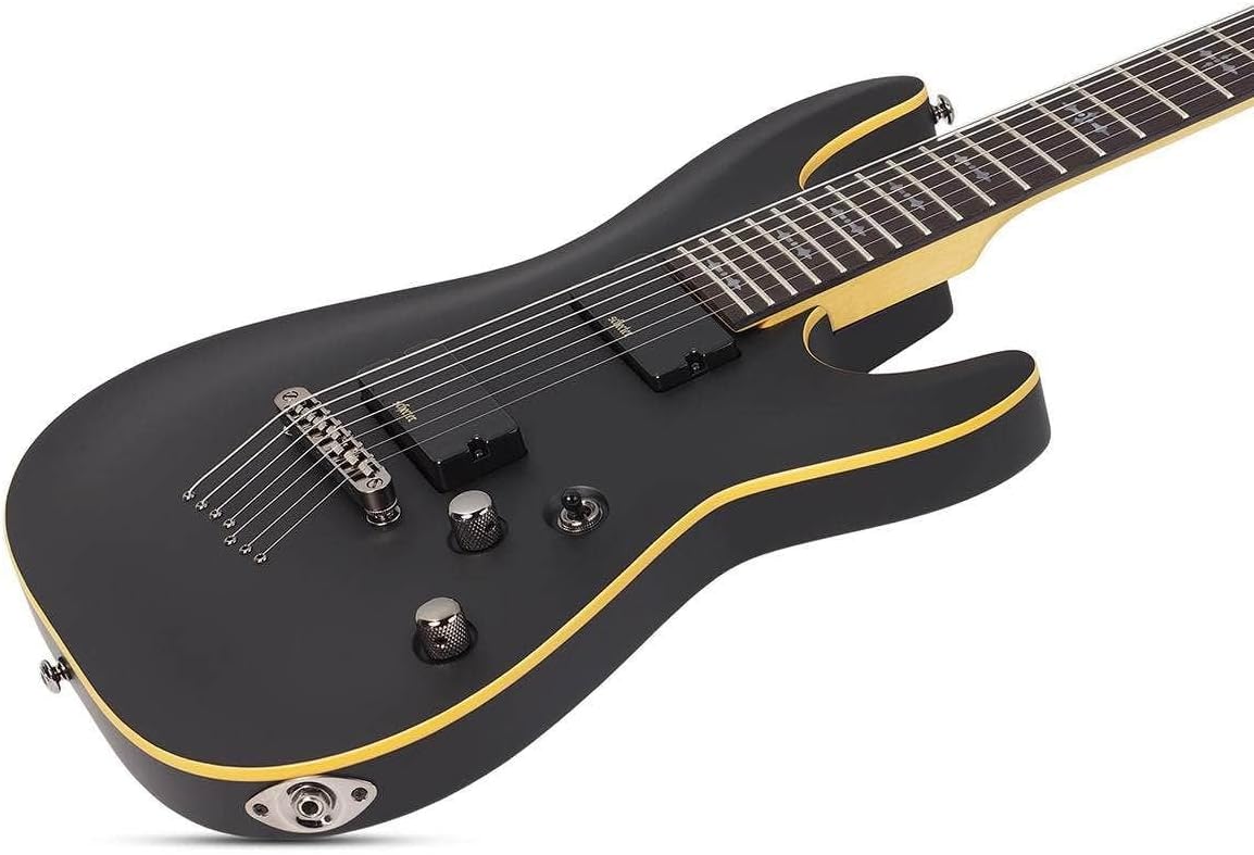 Schecter 7 String Solid-Body Electric Guitar, Aged Black Satin (3662)