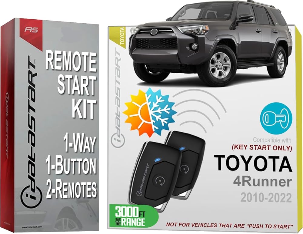 iDatastart 3000FT Range Remote Starter Kit for Toyota 4Runner (2010-2022) | 🗹 Key-Start Ignition Models (1-Way, 1-Button)