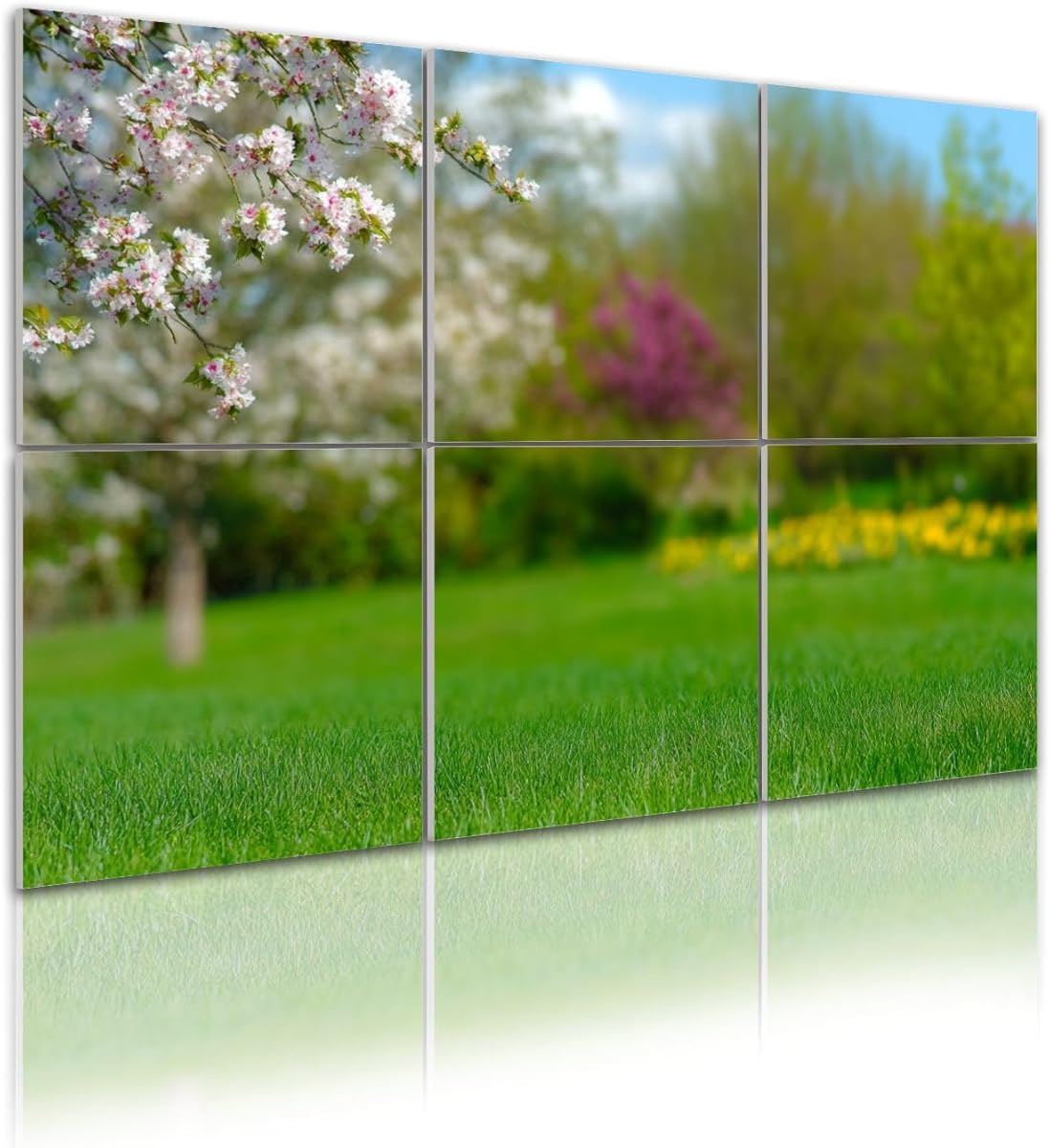 6 Pack Art Acoustic Panels sunny spring landscape idyll park flowering trees bright blurred bokeh Sound Absorbing Panel 48