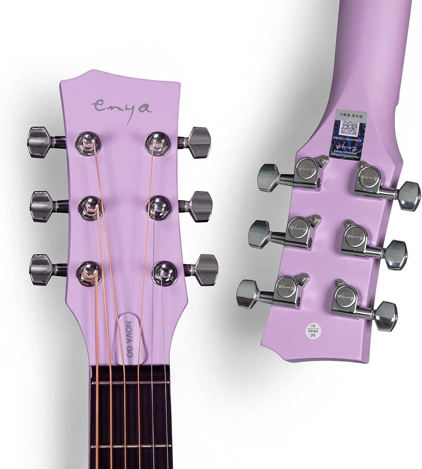 Enya Nova Go Carbon Fiber Travel Acoustic Guitar | 1/2 Size Lightweight Moisture-Proof Guitara | Adult & Beginner Portable Guitar with Gig Bag & Accessories (Purple)