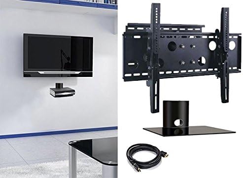 2xhome – New TV Wall Mount Bracket (Single Arm) & One (1) Single Shelf Package – Secure Cantilever LED LCD Plasma Smart 3D WiFi Flat Panel Screen Monitor Monitor Display Large Displays