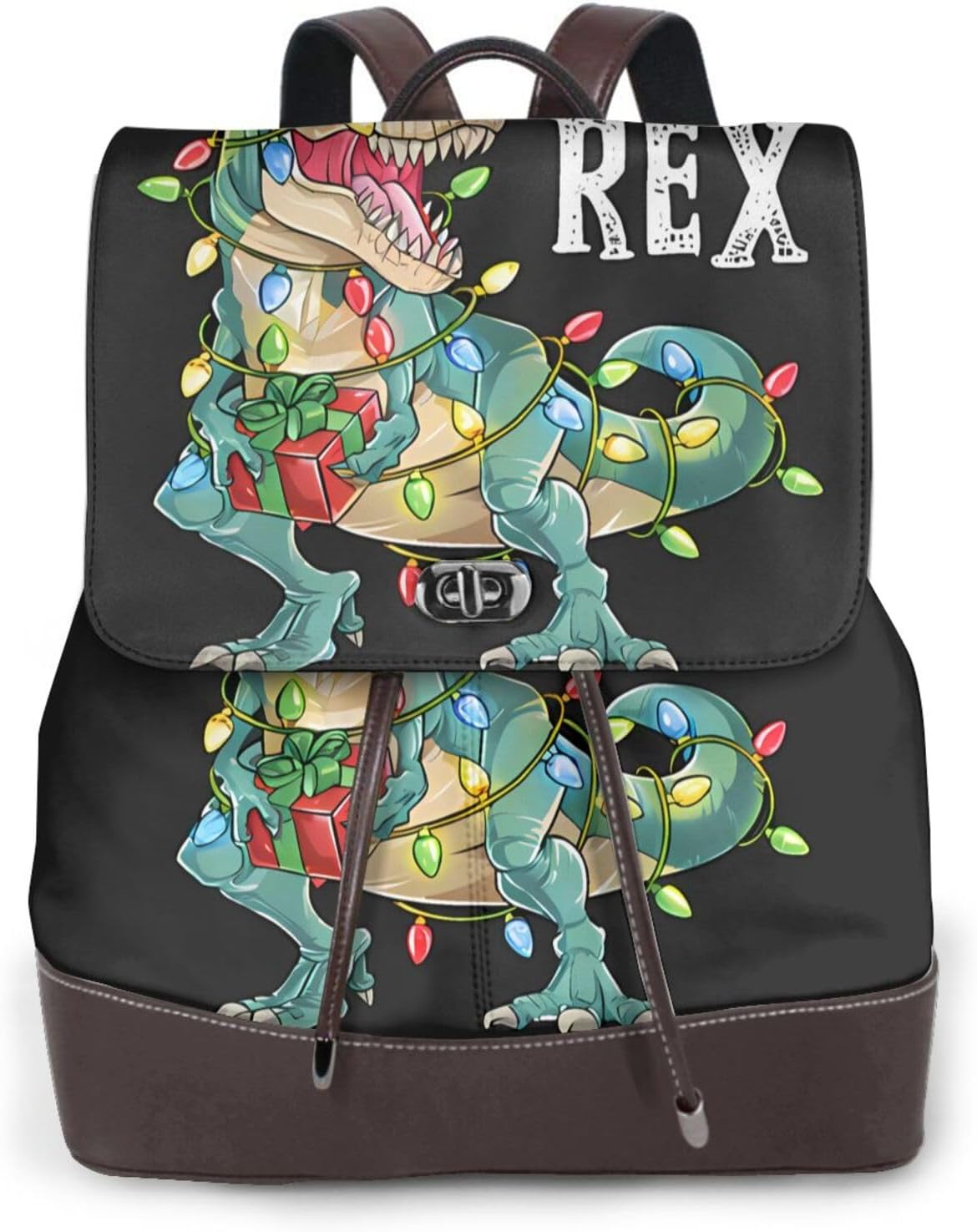 Christmas Dinosaur for Womens Backpack Purse Microfiber PU Anti-theft Large Fashion Designer Travel Bag Ladies Shoulder Bags