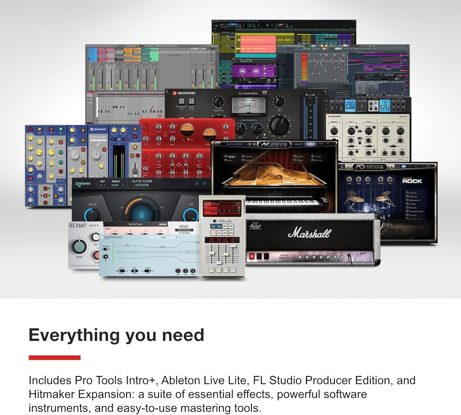 Focusrite Scarlett 2i2 Studio 4th Gen USB Audio Interface Bundle for the Songwriter with Condenser Microphone and Headphones for Recording, Streaming, and Podcasting