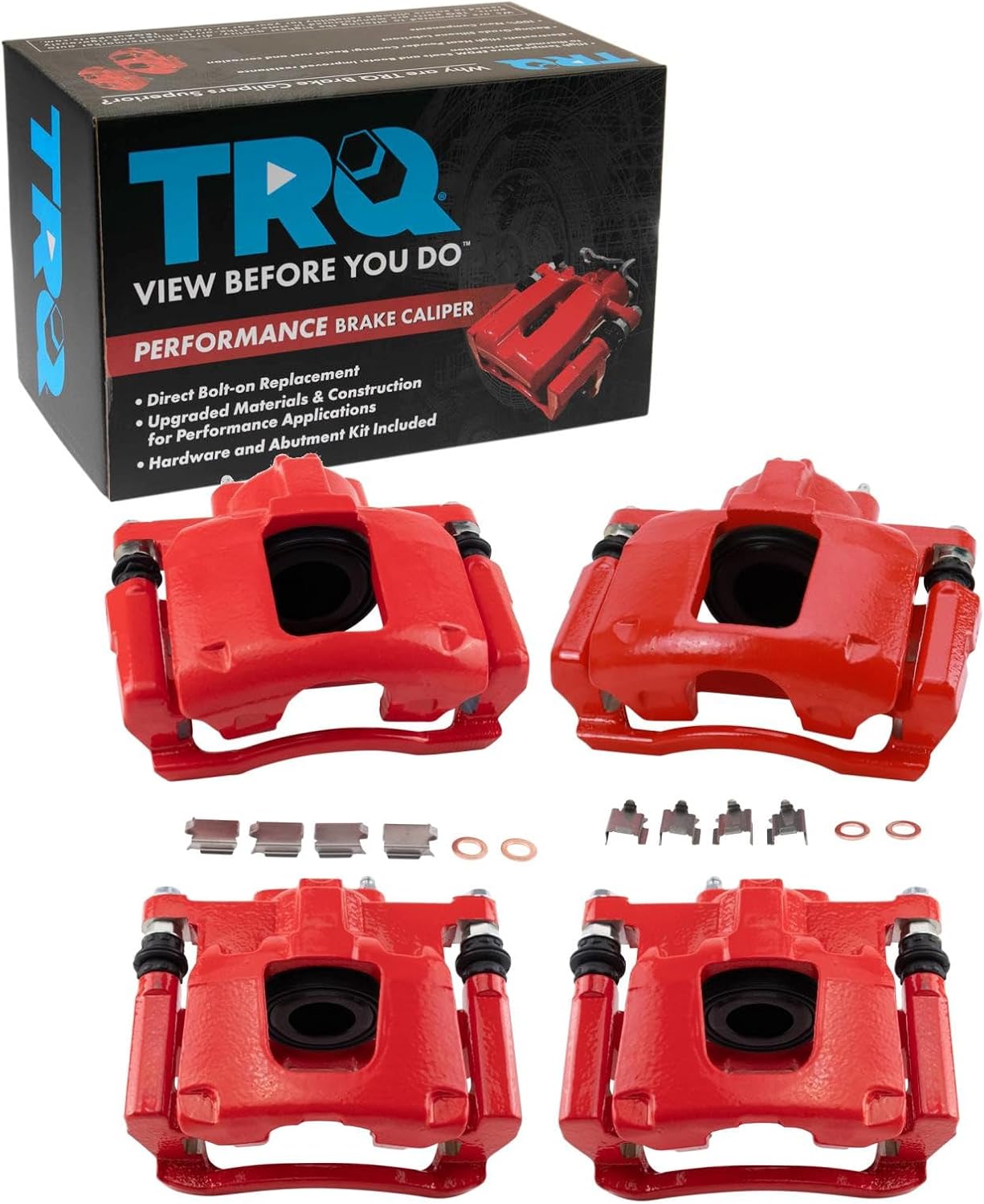 TRQ Brake Caliper Set Performance Compatible with 2007-2011 Dodge Nitro 2008-2012 Jeep Liberty 2007-2017 Wrangler 2018 Wrangler JK