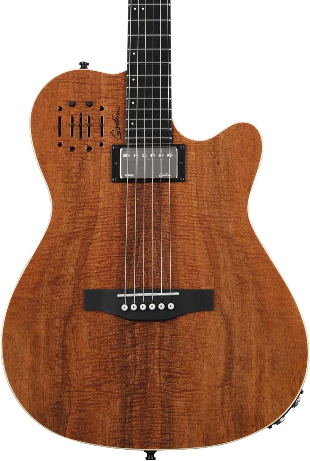Godin A-Series A6 Ultra Koa HG 037438 6-String Chambered Body Acoustic-Electric Guitar, Right Handed, Koa High Gloss