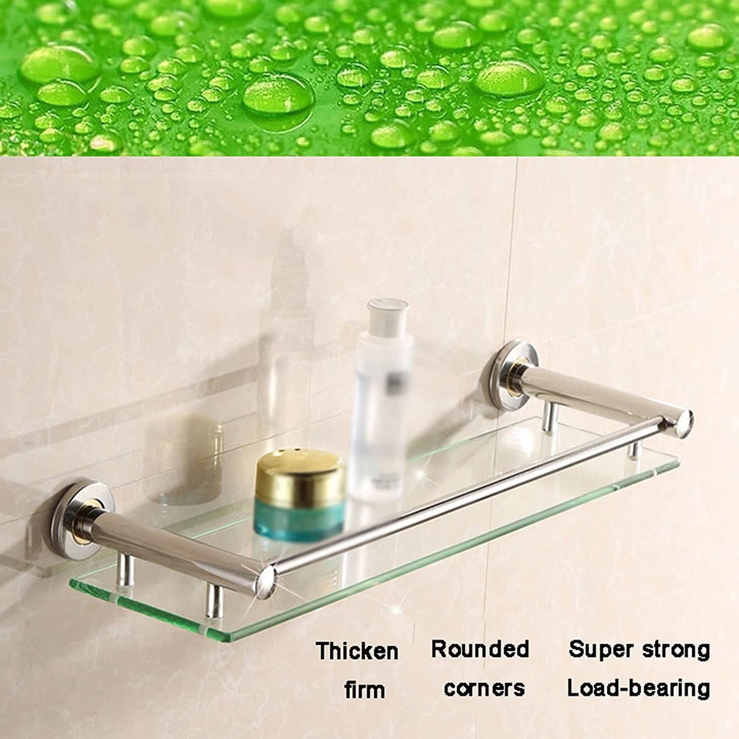 IOCCIOBB Bathroom Glass Shelf Bathroom Shelf, Bathroom Bathroom Glass Shelf Wall Mount, Brushed S304 Stainless Steel 3 Size Optional (Size : 50cm)