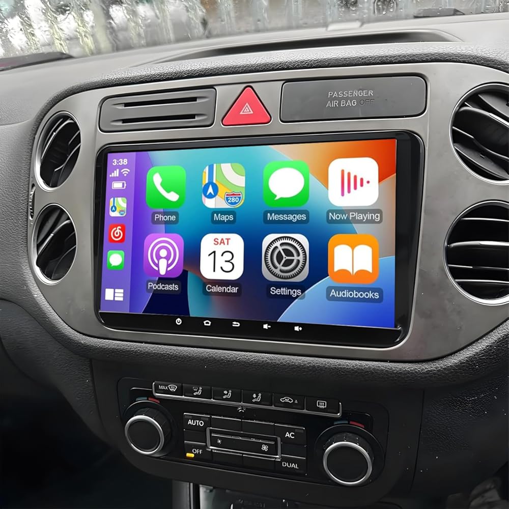 PHEZEN 9 inch Touchscreen Car Stereo Fit for VW Tiguan 2007-2015, Android 13 Double Din Car Radio with Carplay & Android Auto in-Dash Navigation BT Mirror Link WiFi Backup Camera 2+32G