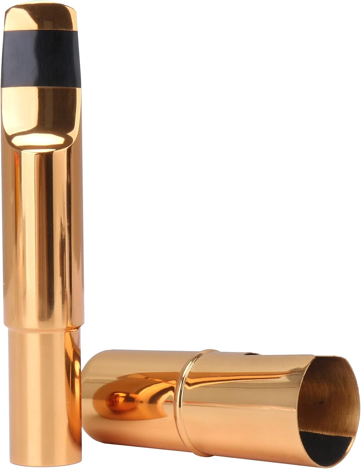 Yibuy Brass Baritone Sax Mouthpiece with Ligature & Cap #6 Golden Replacement for baritone saxophone
