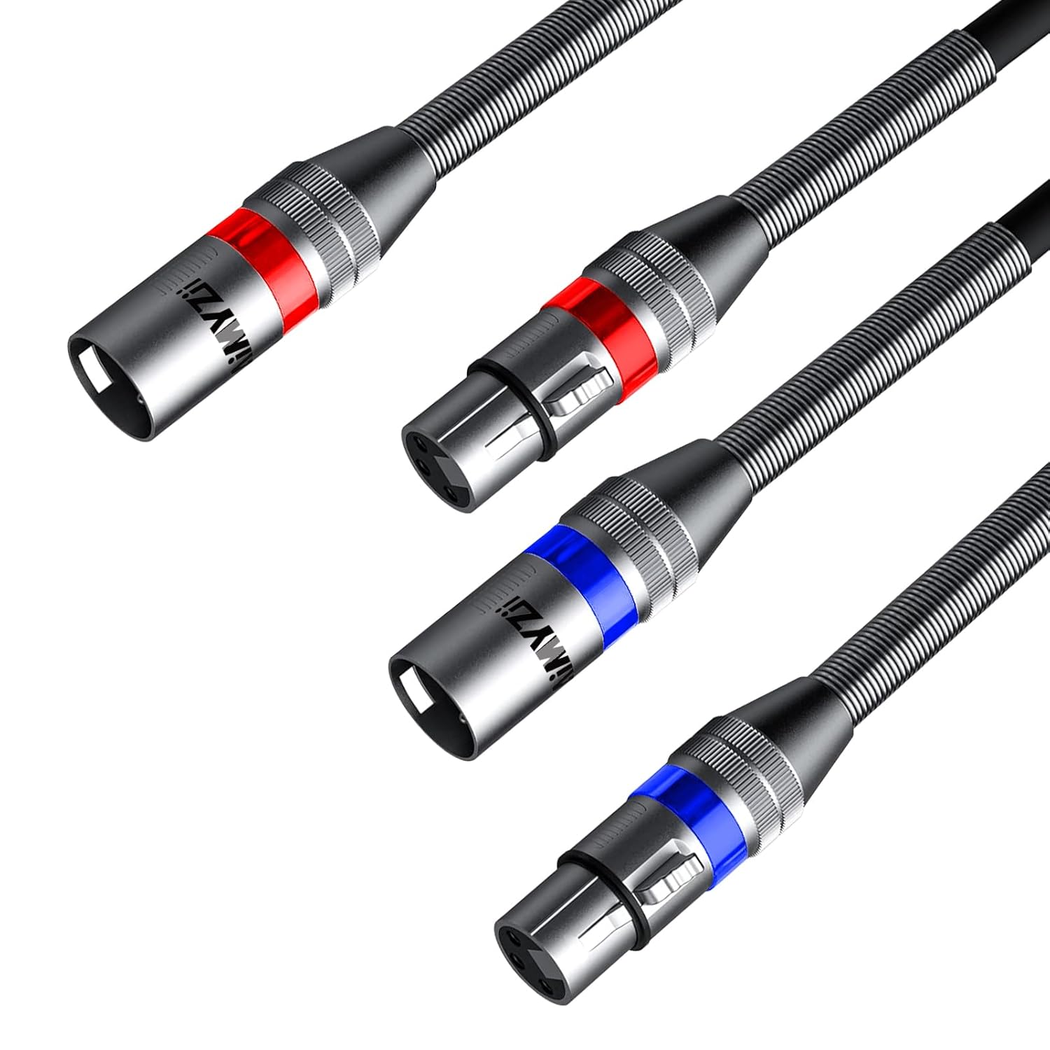 XLR Cable Microphone Cable 100 Feet 2 Pack Premium Balanced Mic Cable Pure Copper Conductors Heavy Duty Male to Female 3 Pin XLR Microphone Cable Zinc Alloy Connectors with Metal Spring