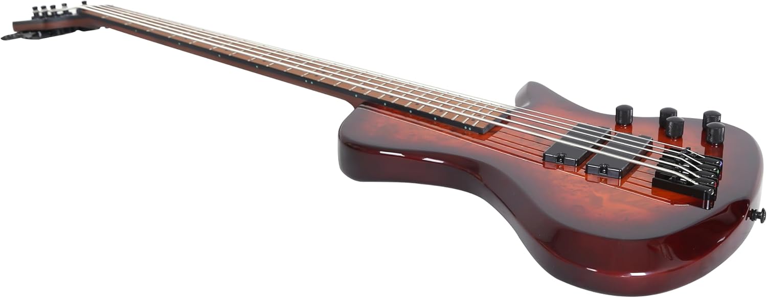 TARIO 5 String Electric Bass Guitar Linden wood body Birdseye Maple Veneer top Torrefied maple neck Torrefied maple Fingerboard fanned fret