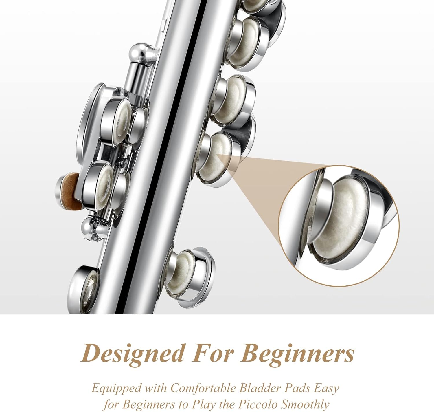 Eastar Piccolo Instrument for Beginners Students, Key of C Flute, Hard Case, Cleaning Kit, Gloves, 2-Piece, Nickel Plated, EPC-1