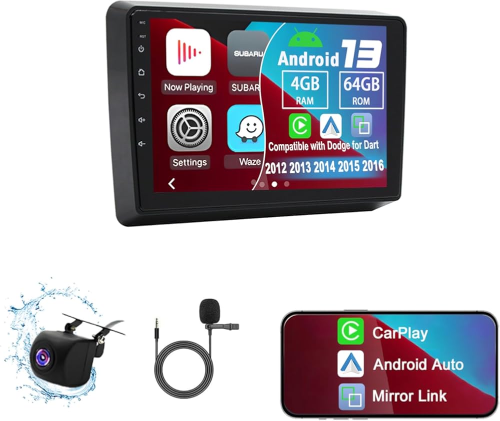 4G+64G Android 13 Car Stereo with Wireless Carplay & Android Auto, 9